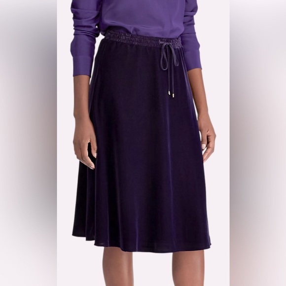 Ralph Lauren Kristayn Velvet Below Knee A-Line Skirt Medium Royal Purple NEW - Picture 8 of 12